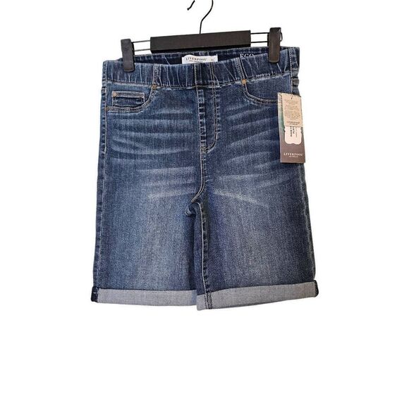 Liverpool ECO Logical cuffed denim pull on shorts.  Size 28/6. NWT. - Picture 1 of 6